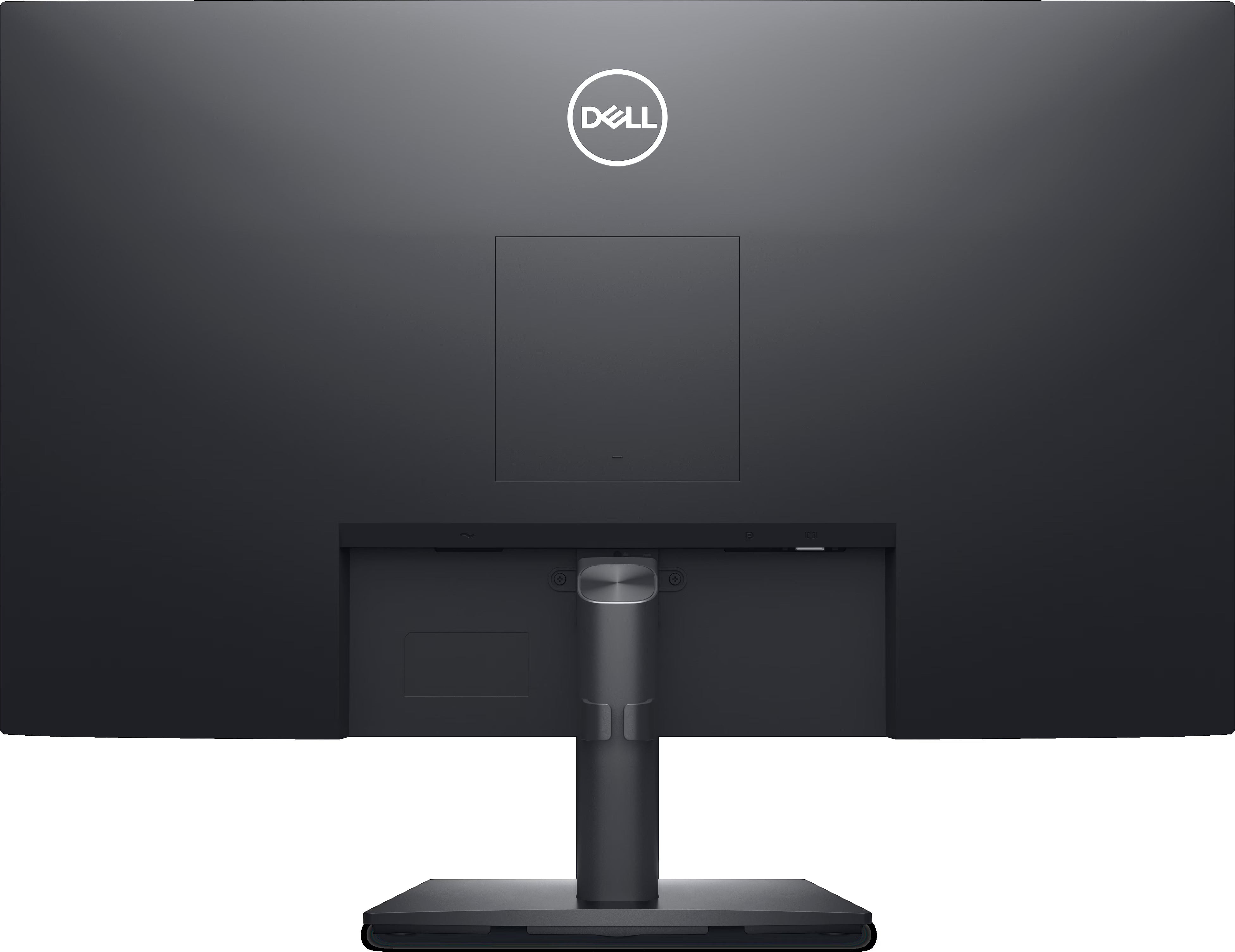 Retro del monitor Dell E2725H 27 pollici con logo Dell e supporto centrale, predisposto per montaggio VESA e gestione cavi ordinata. Retro del monitor Dell E2725H 27 pollici con logo Dell e supporto centrale, predisposto per montaggio VESA e gestione cavi ordinata.